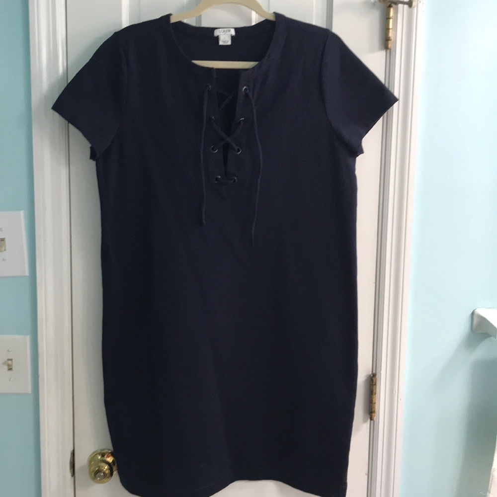 J. Crew Factory Lace-Up Navy Dress